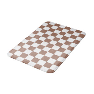 Tapis De Bain Carrés Checker mocha brun blanc géométrique rétro