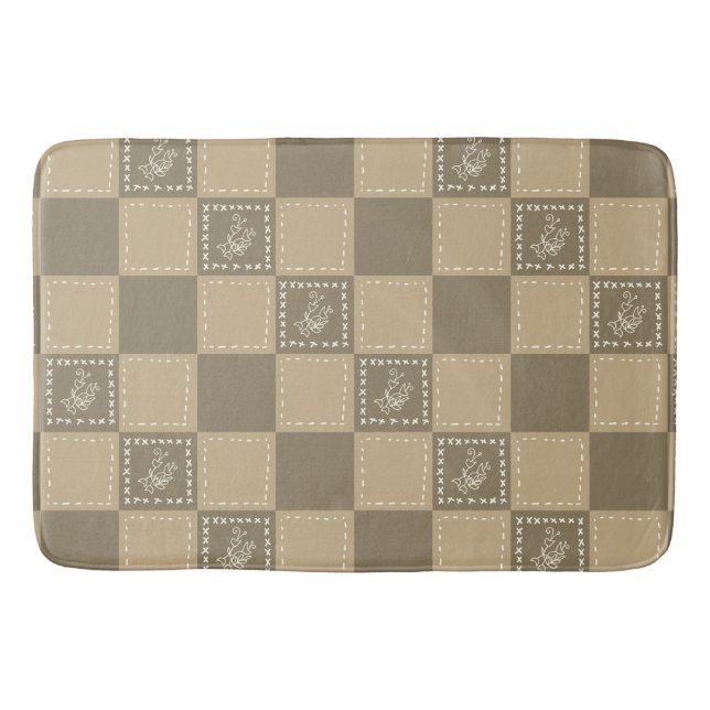 Tapis De Bain Carrés de fleurs de doodle mosaïque (Devant)