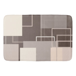 Tapis De Bain Carrés géométriques - Chocolat et crème