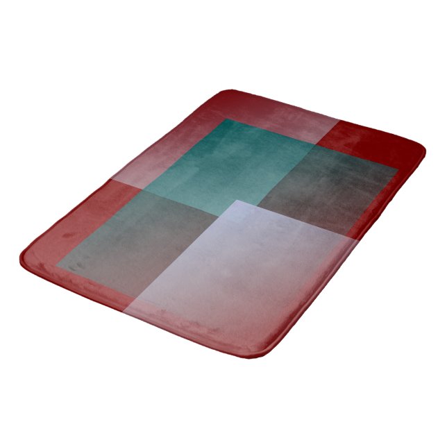 Tapis De Bain carrés turquoises gris bordeaux (Angle)