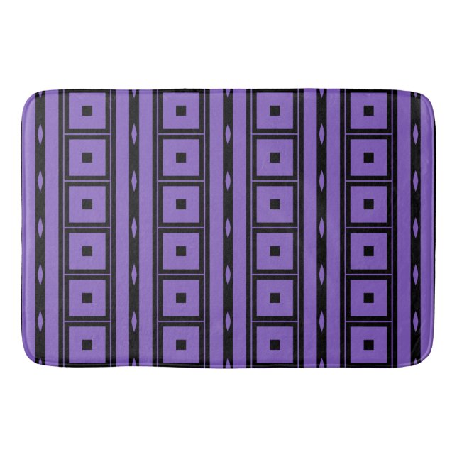 Tapis De Bain Carrés violets et rayures (Devant)