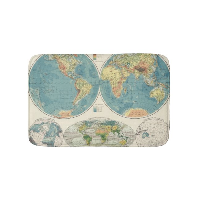 Tapis De Bain Carte 2 d'atlas du monde (Devant)