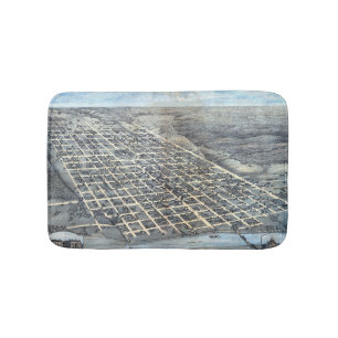 Tapis De Bain Carte aérienne antique d'Austin, Texas de 1873