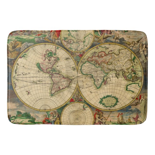 Tapis De Bain Carte ancienne du monde (Devant)