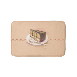 Tapis De Bain Carte avec le gâteau peint d'aquarelle
