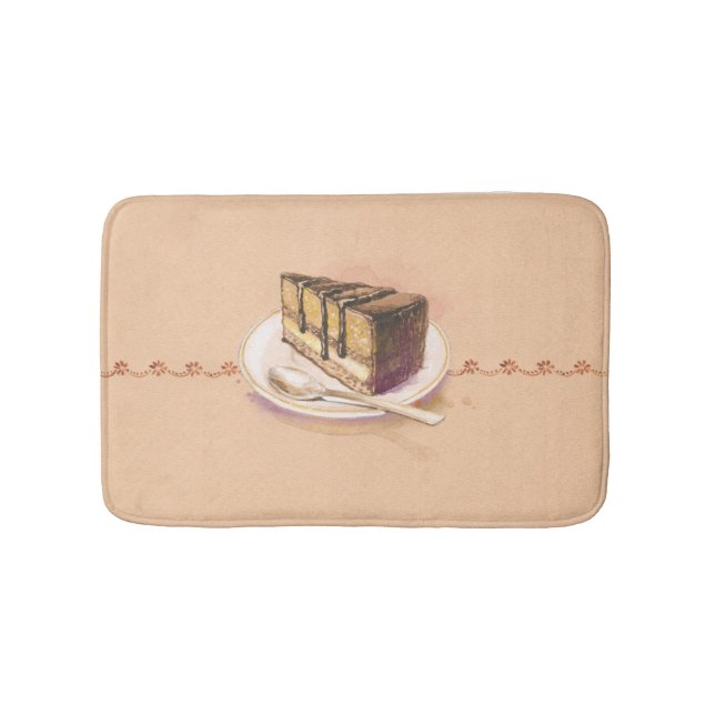 Tapis De Bain Carte avec le gâteau peint d'aquarelle (Devant)