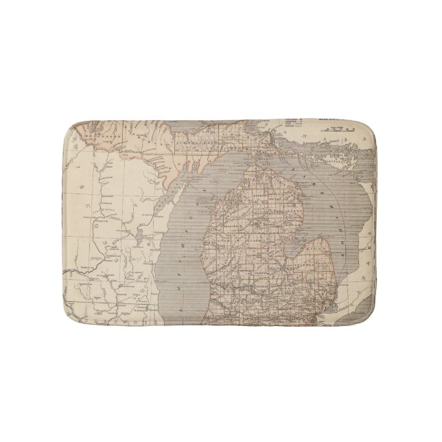 Tapis De Bain Carte d'atlas du Michigan (Devant)