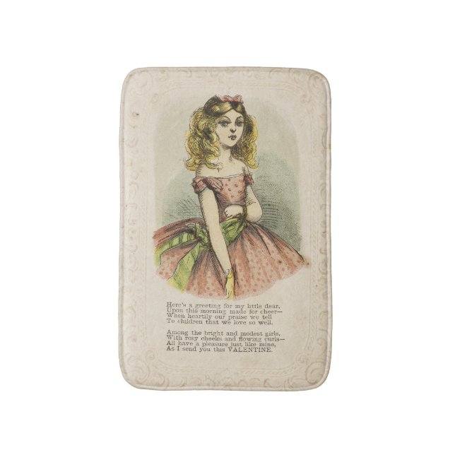 Tapis De Bain Carte de la Saint-Valentin romantique rétro, 19e s (Devant (Vertical))