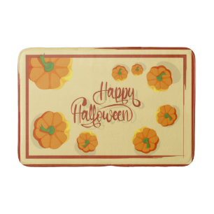 Tapis De Bain Carte de voeux encadrée Happy Halloween typographi