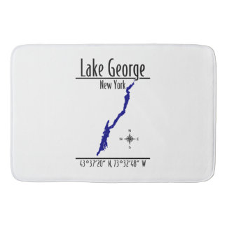 Tapis De Bain Carte des coordonnées du rivage du lac George à Ne