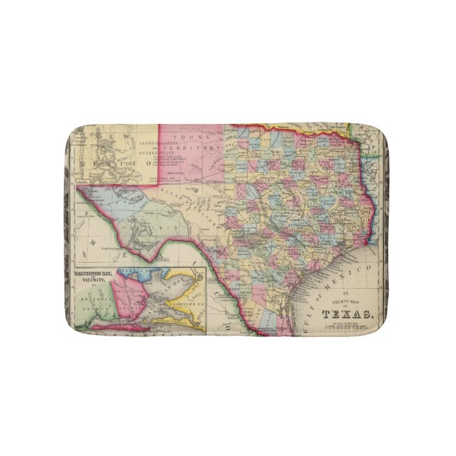 Tapis De Bain Carte du comté du Texas (Devant)