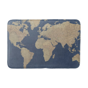 Tapis De Bain Carte Gold et Blue World