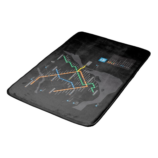 Tapis De Bain Carte métro Métro STM Montréal Arrière - plan noir (Angle)