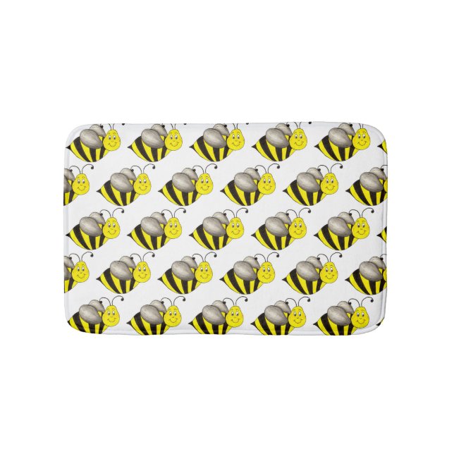 Tapis De Bain Carton jaune noir Bee Bumblebee abeille (Devant)