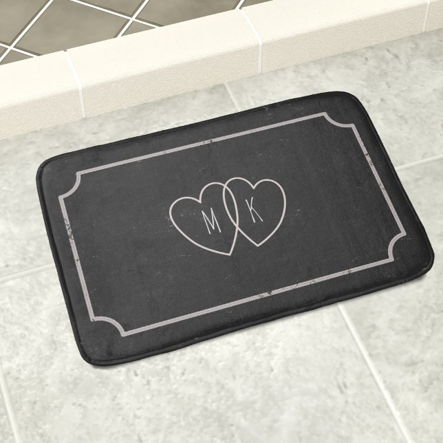 Tapis De Bain Carton Rustique Coeur Couple Monogramme Mat de bai (A gift for the Newlyweds. Their initials on a bath mat. They'll not be expecting that)