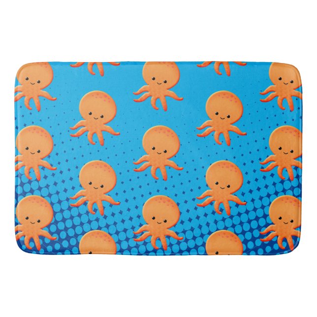 Tapis De Bain Cartoon mignon bébé poulpe bleu océan (Devant)