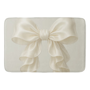 Tapis De Bain Cascade de Crème à Fronces et Nœud Élégant Luxueux