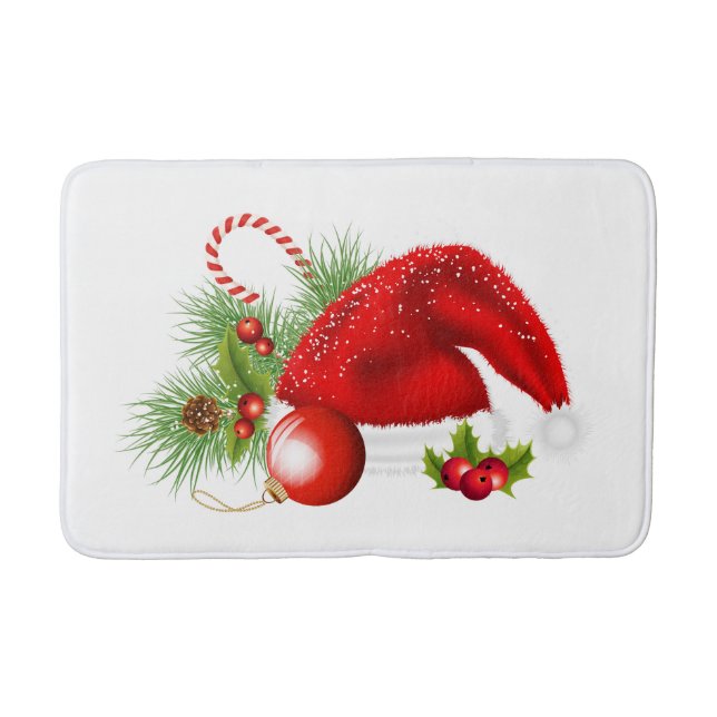 Tapis De Bain Casquette rouge de Père Noël de Noël (Devant)