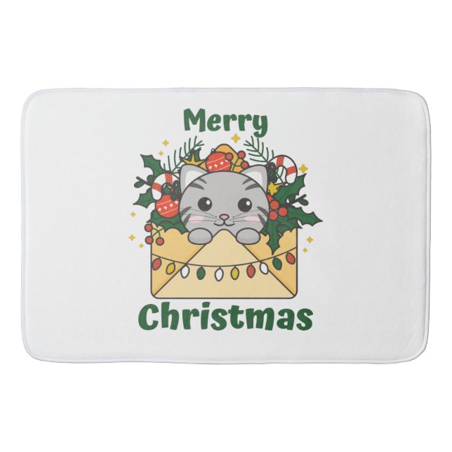 Tapis De Bain Cat Christmas Letter Winter Animals (Devant)