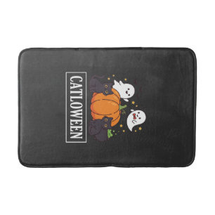 Tapis De Bain Catloween Drôle Chat Halloween Fantôme Citrouille 