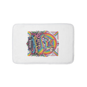 Tapis De Bain Cavalier Licorne Arc-en-Ciel Rétro