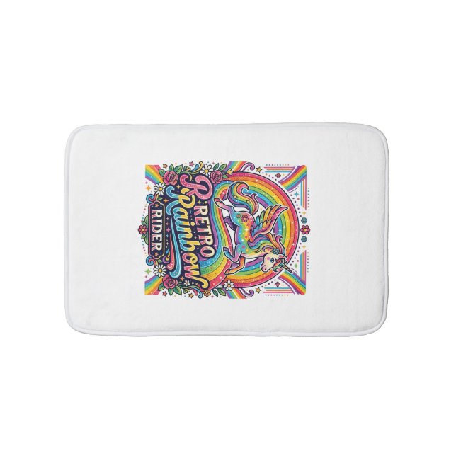 Tapis De Bain Cavalier Licorne Arc-en-Ciel Rétro (Devant)