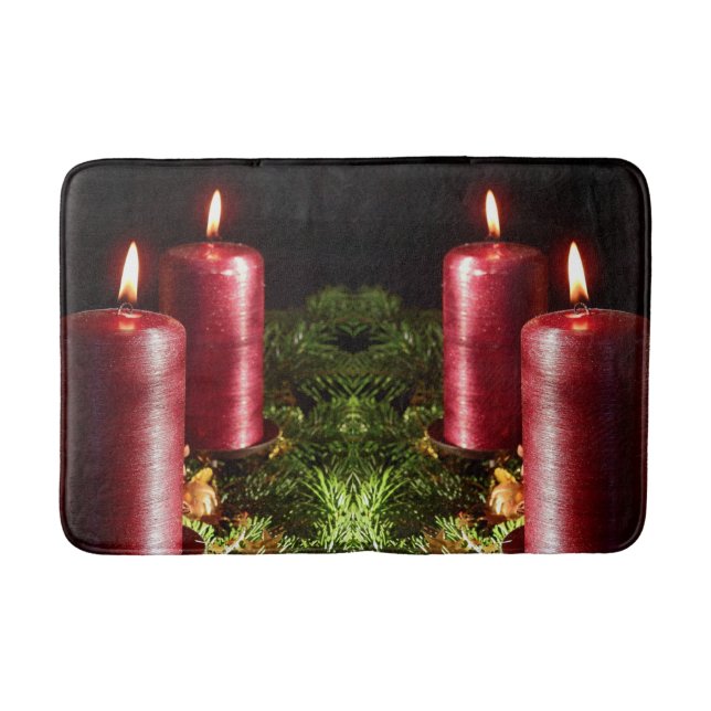 Tapis De Bain Célébration de Noël Bougies Rouges Vacances d'Hive (Devant)