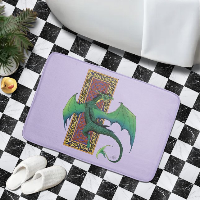 Tapis De Bain Céleste Pied Travail Dragon Vert Violet (Créateur téléchargé)