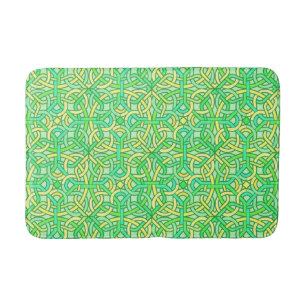 Tapis De Bain Celtic noeud irlandais Motif tresse vert jaune