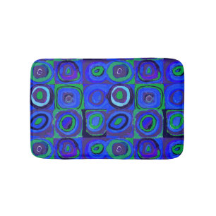 Tapis De Bain Cercle Carré Kandinsky Farbstudie Blue Quadrate