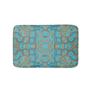 Tapis De Bain Cercle Concentré Dégradé Orange Rust Turquoise