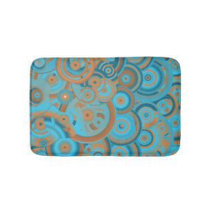 Tapis De Bain Cercle Concentré Dégradé Orange Rust Turquoise