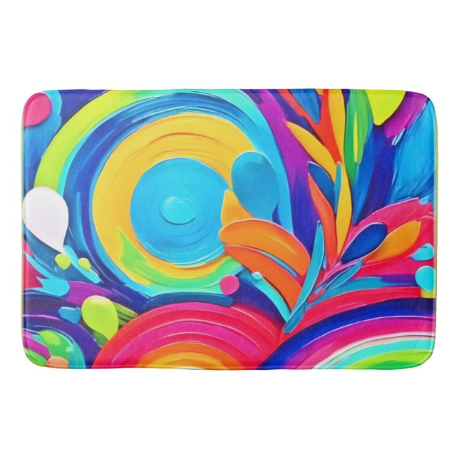 Tapis De Bain Cercles Abstraits colorés Peinture (Devant)
