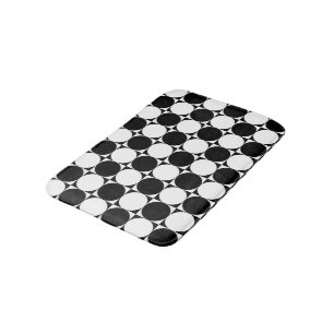 Tapis De Bain Cercles Abstraits noirs blancs chic Motif Carré