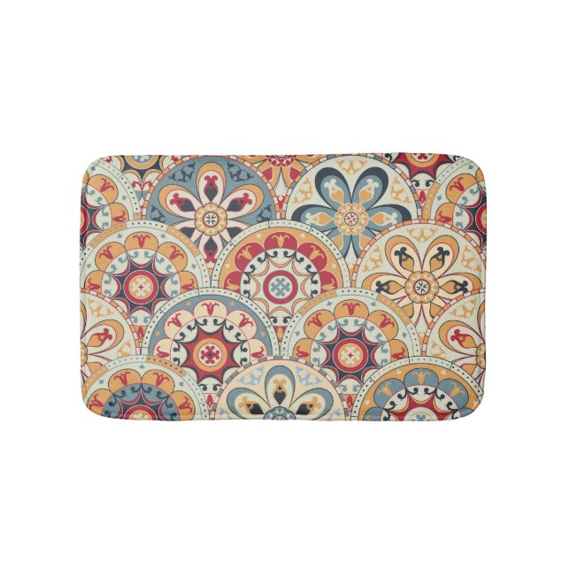 Tapis De Bain Cercles Abstraits : Papier peint couleur tendance (Devant)