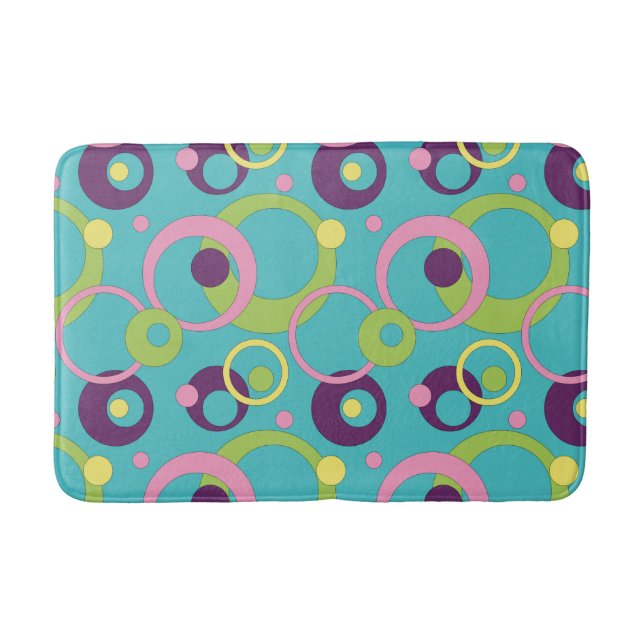 Tapis de bain Cercles bleus funky (Devant)