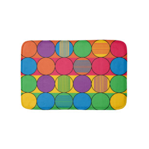 Tapis De Bain Cercles brillamment colorés et rayures