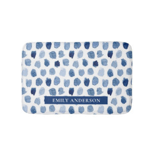 Tapis De Bain "cercles d'aquarelle bleu marine indigo" "conte mo