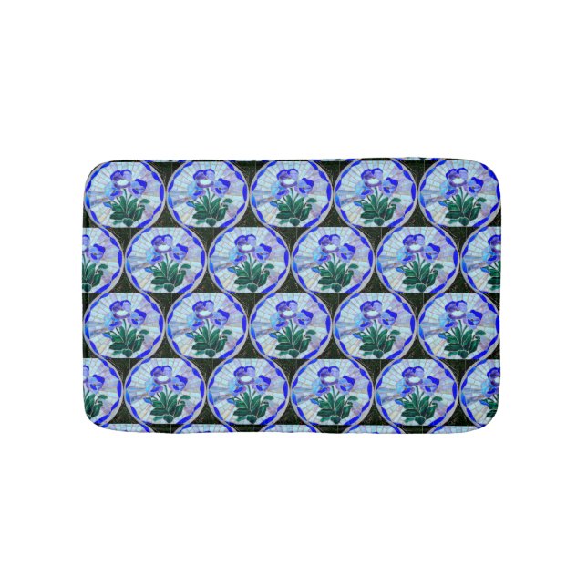 Tapis De Bain cercles de fleurs en vitrail motif (Devant)