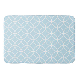 Tapis De Bain Cercles d'interconnexion Motif blanc sur bleu lt