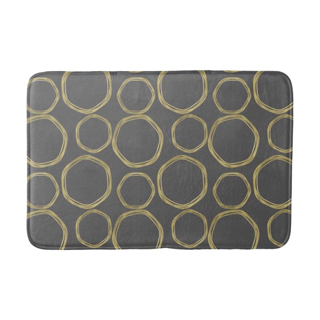 Tapis De Bain Cercles dorés et gris moderne tendance (Devant)