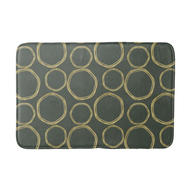 Tapis De Bain Cercles dorés et vert olive rustique moderne tenda (Devant)