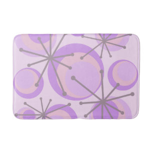 Tapis De Bain Cercles du milieu du siècle Starburts Lavender