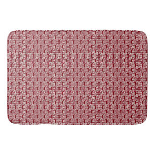 Tapis De Bain Cercles en spirale abstraits en Bourgogne et blanc