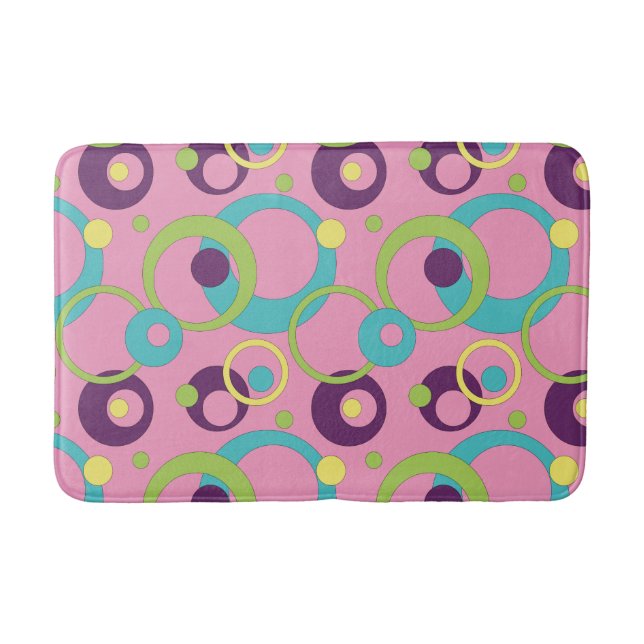 Tapis de Bain Cercles Roses Funky (Devant)