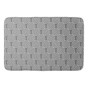 Tapis De Bain Cercles spirales abstraits gris argenté