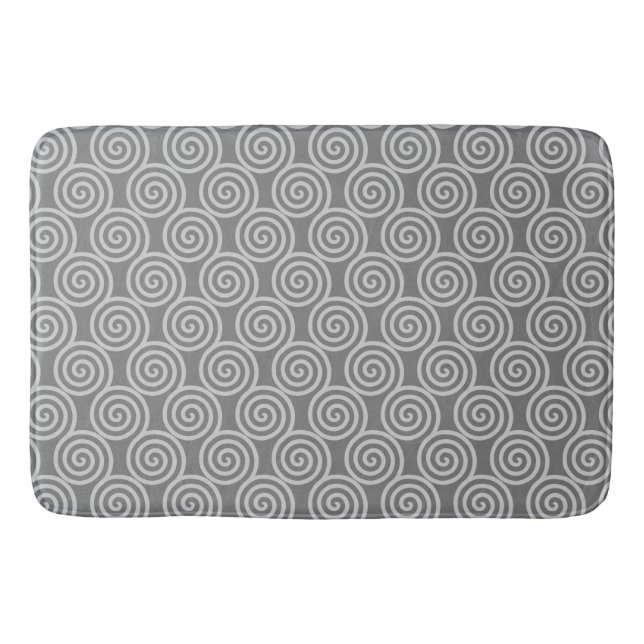 Tapis De Bain Cercles spirales abstraits gris argenté (Devant)