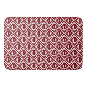 Tapis De Bain Cercles spiraux Abstraits en Bourgogne & Bain Blan