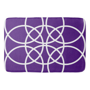 Tapis De Bain Cercles spiraux blancs sur pourpre