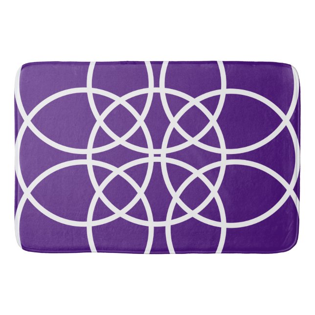 Tapis De Bain Cercles spiraux blancs sur pourpre (Devant)